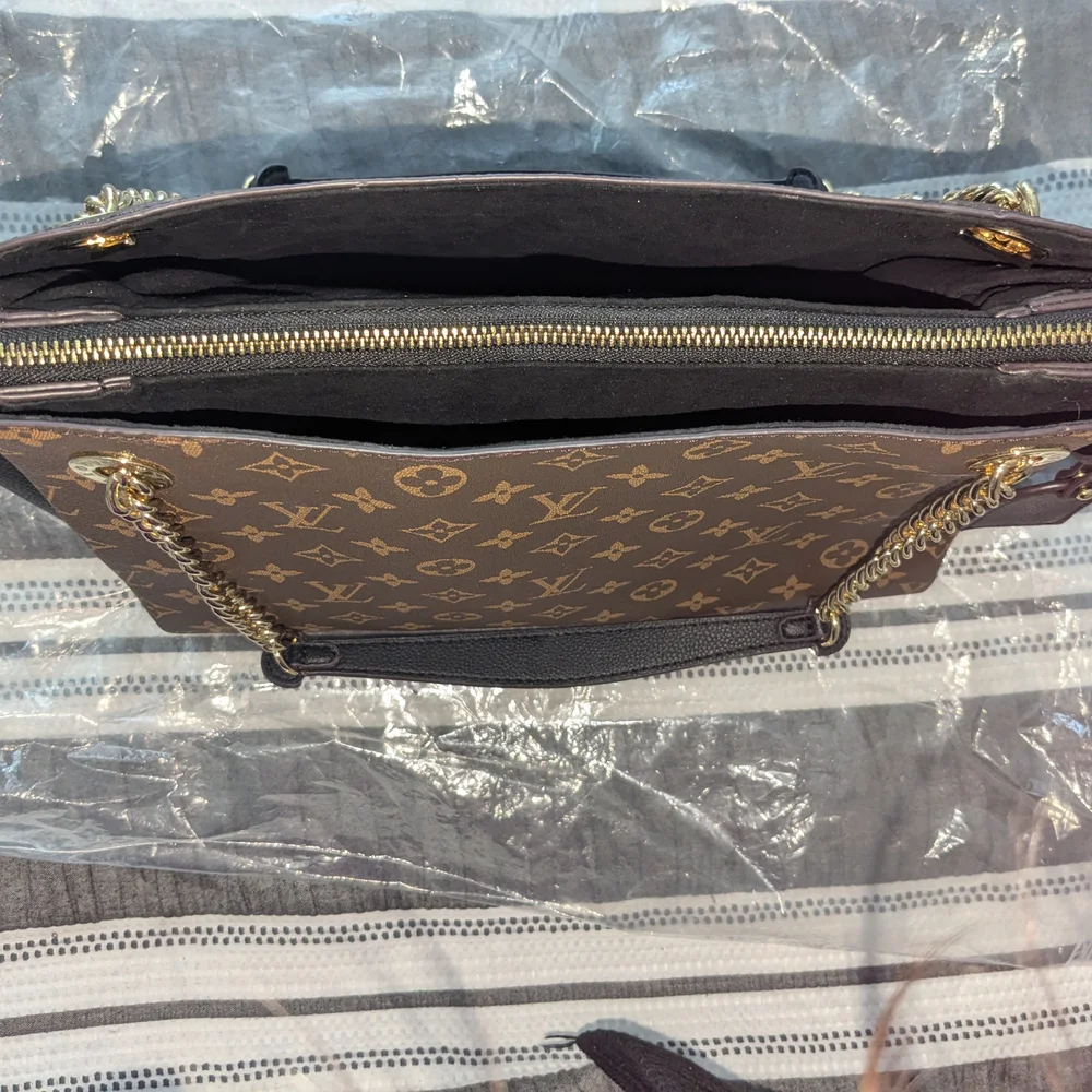 Louis Vuitton Brown Monogram Canvas Shoulder Bag with Chain - Picture 13 of 14